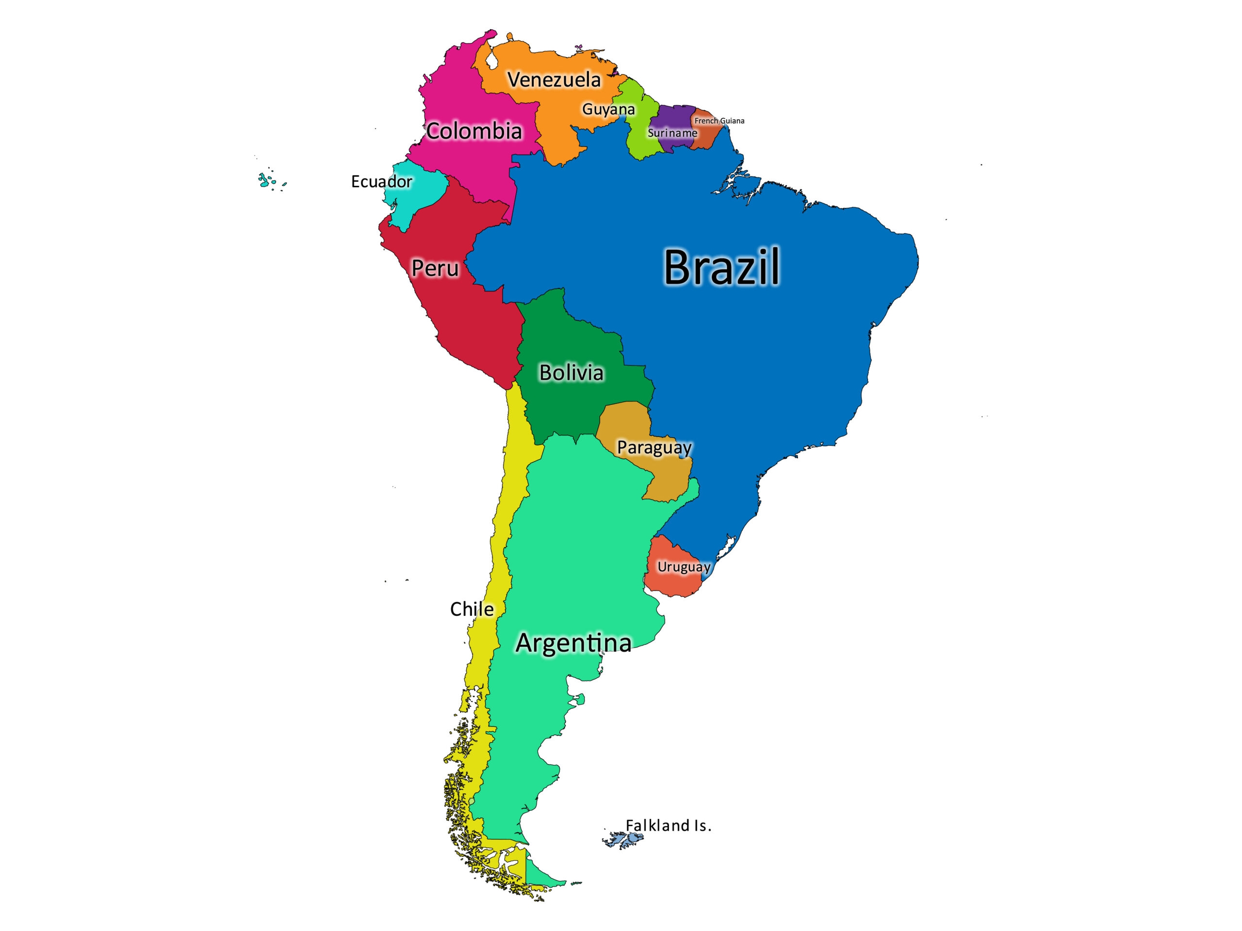 South America Labeled Map Labeled Maps