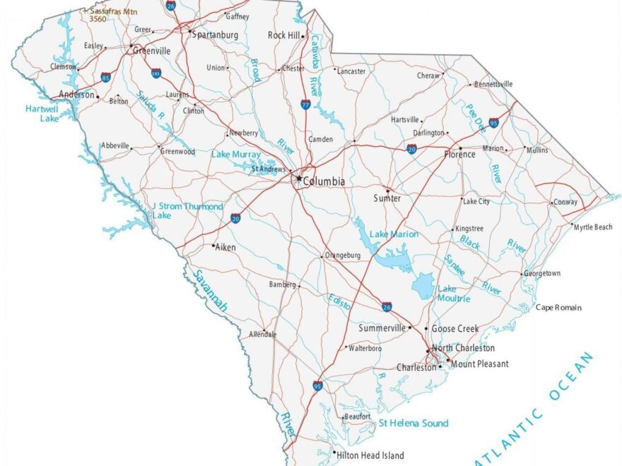 South Carolina Map Cities And Roads GIS Geography