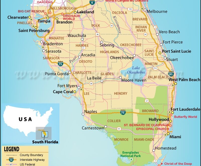 South Florida Map USA Coastal Regions