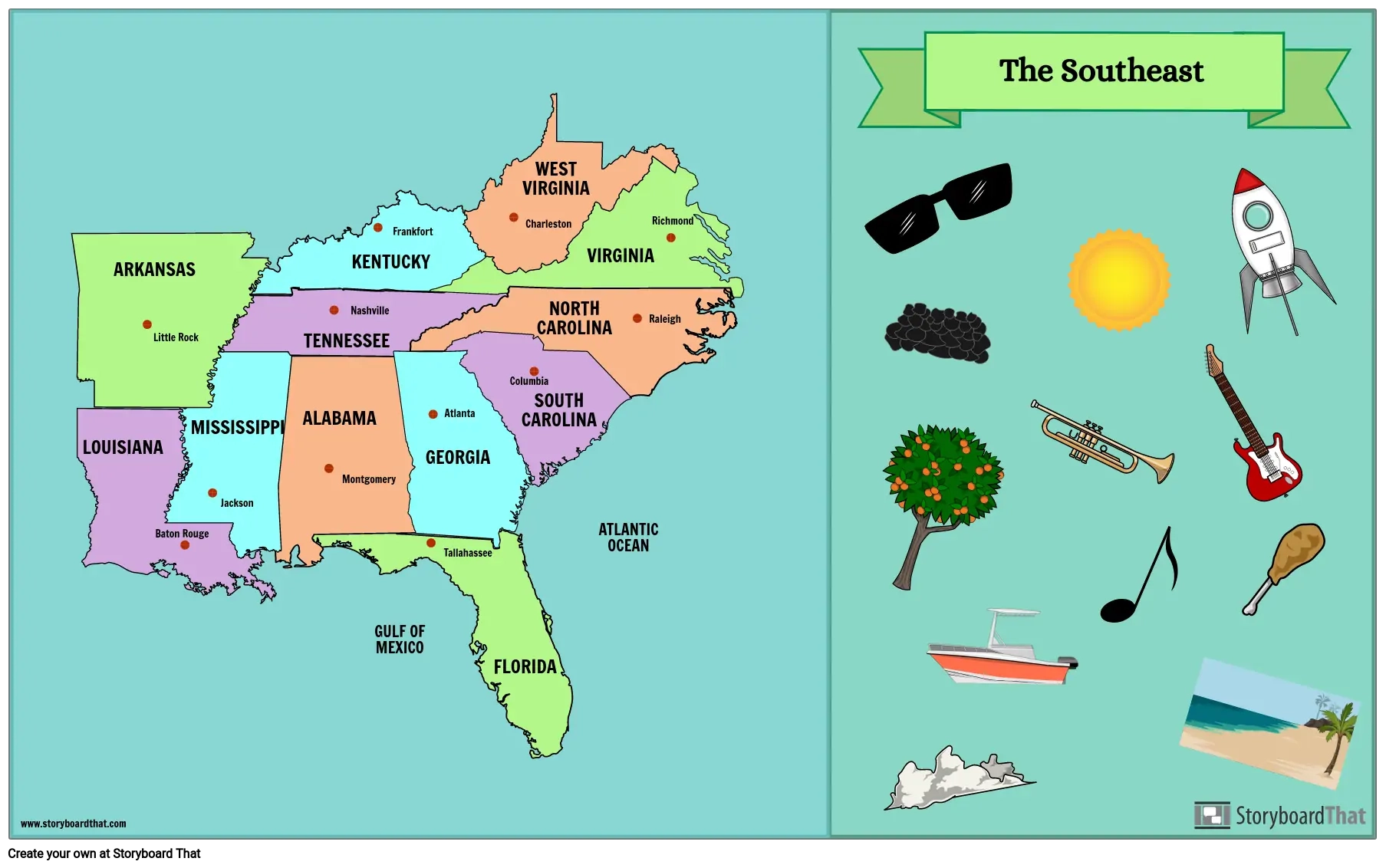 Southeast Region Map Activity Explore US Geography 2025 