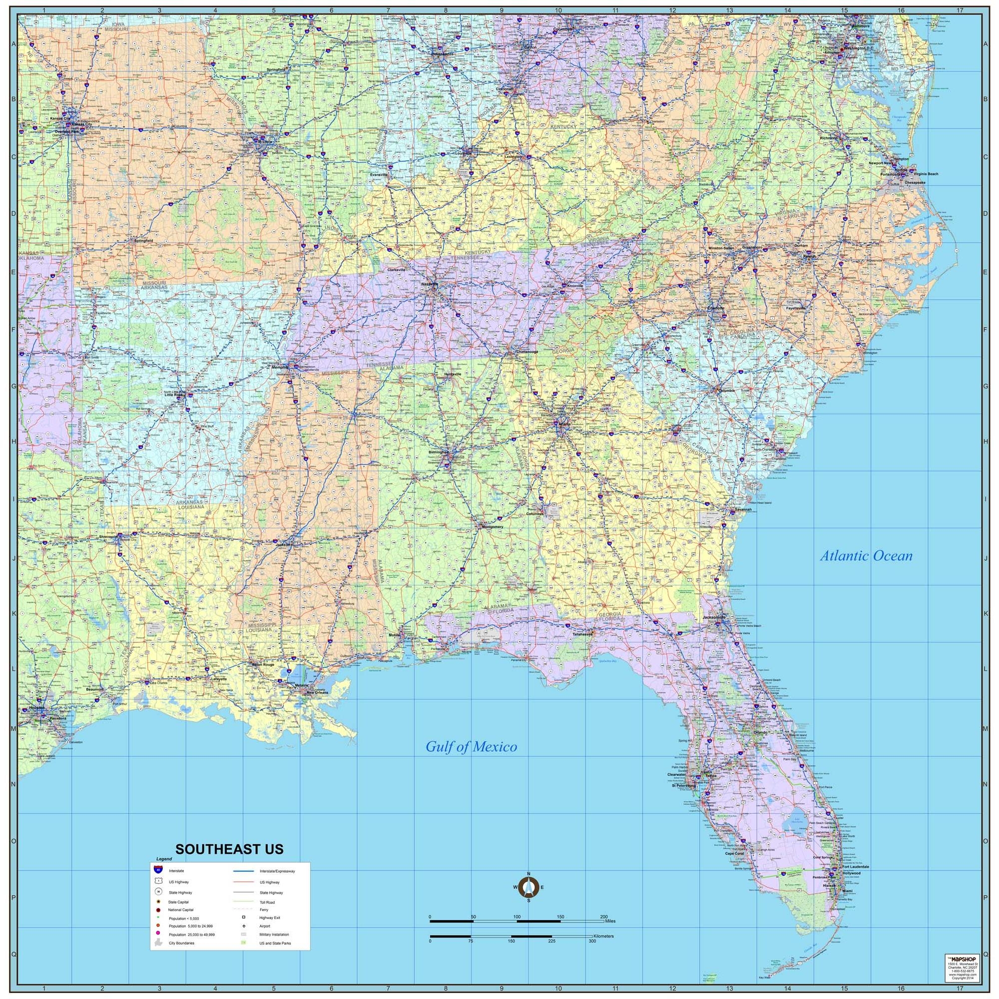 Coastal Southeast Us Printable Map