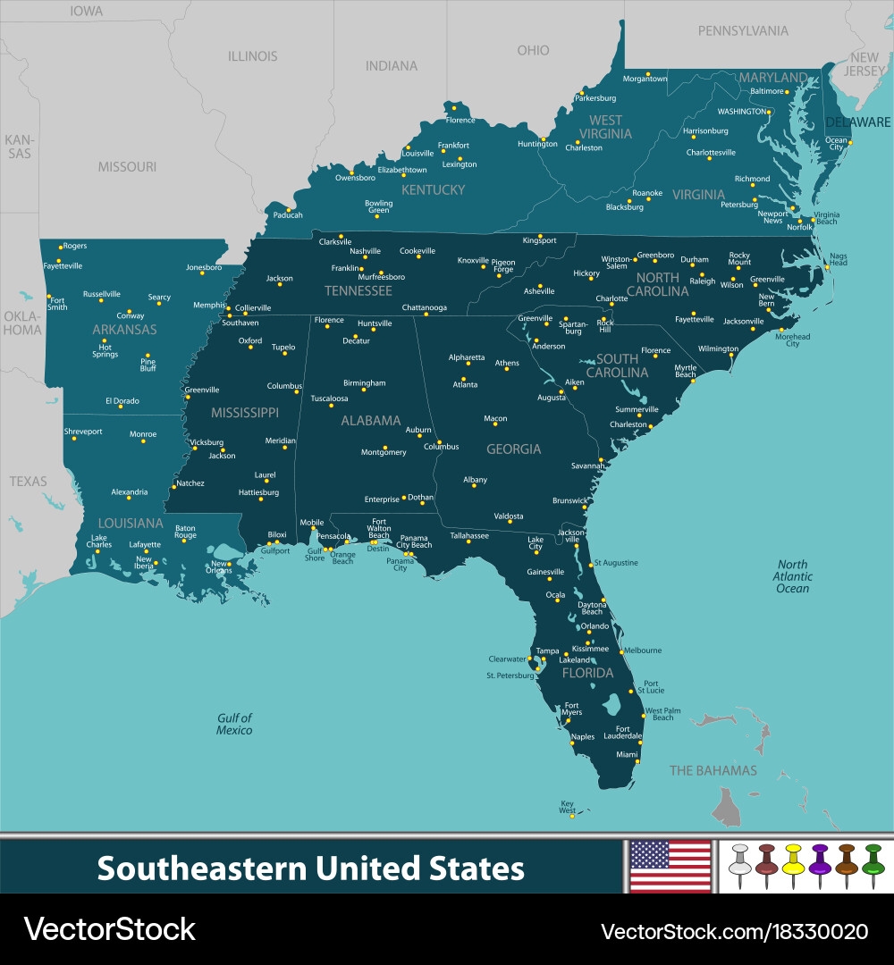 Free Printable Southeast Us Map