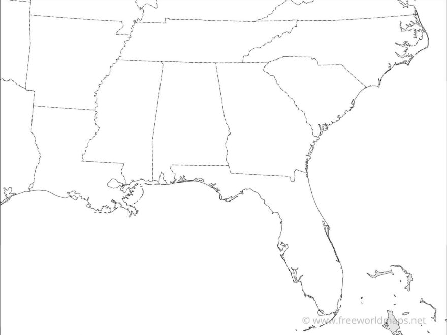 Southeastern US Political Map By Freeworldmaps