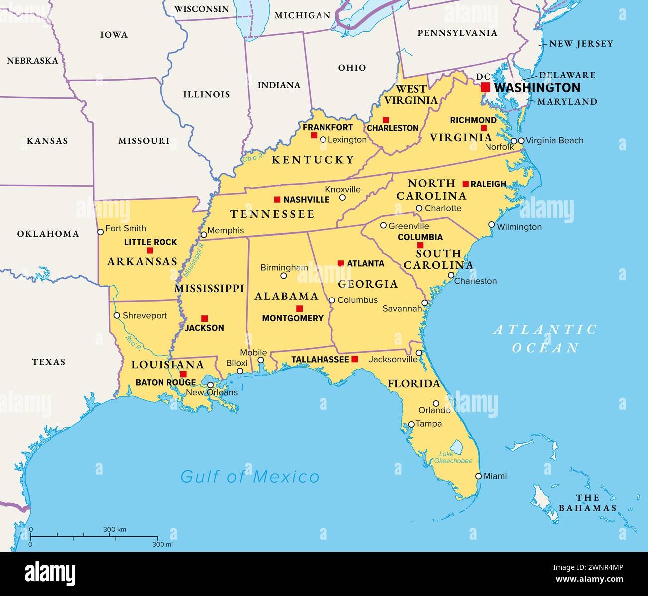 Southern States Map Usa Hi res Stock Photography And Images Alamy