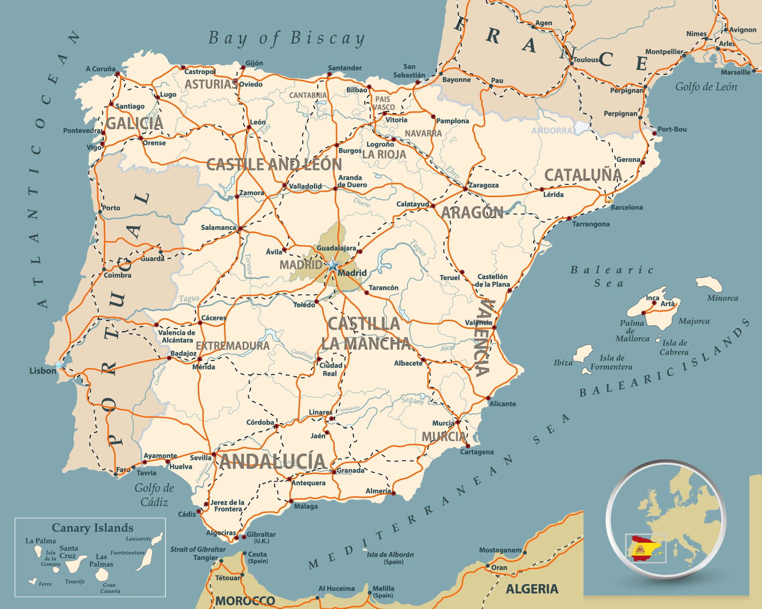 Printable Map Of Spain Portugal And Morocco
