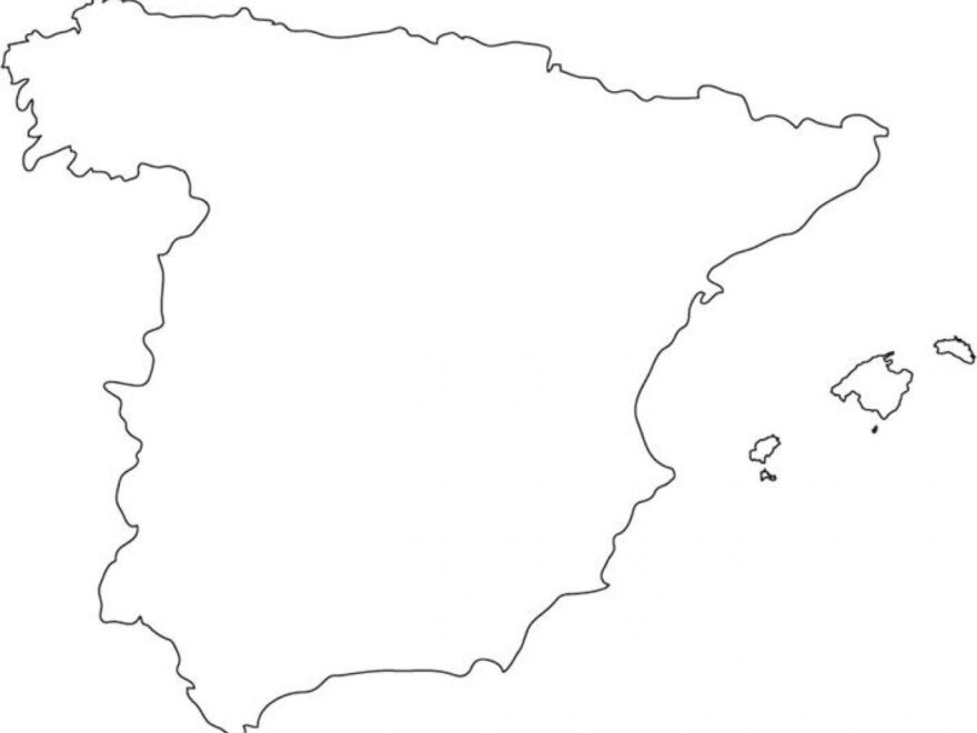 Spain Map Outline Outline Map Of Spain With Cities Southern Europe Europe