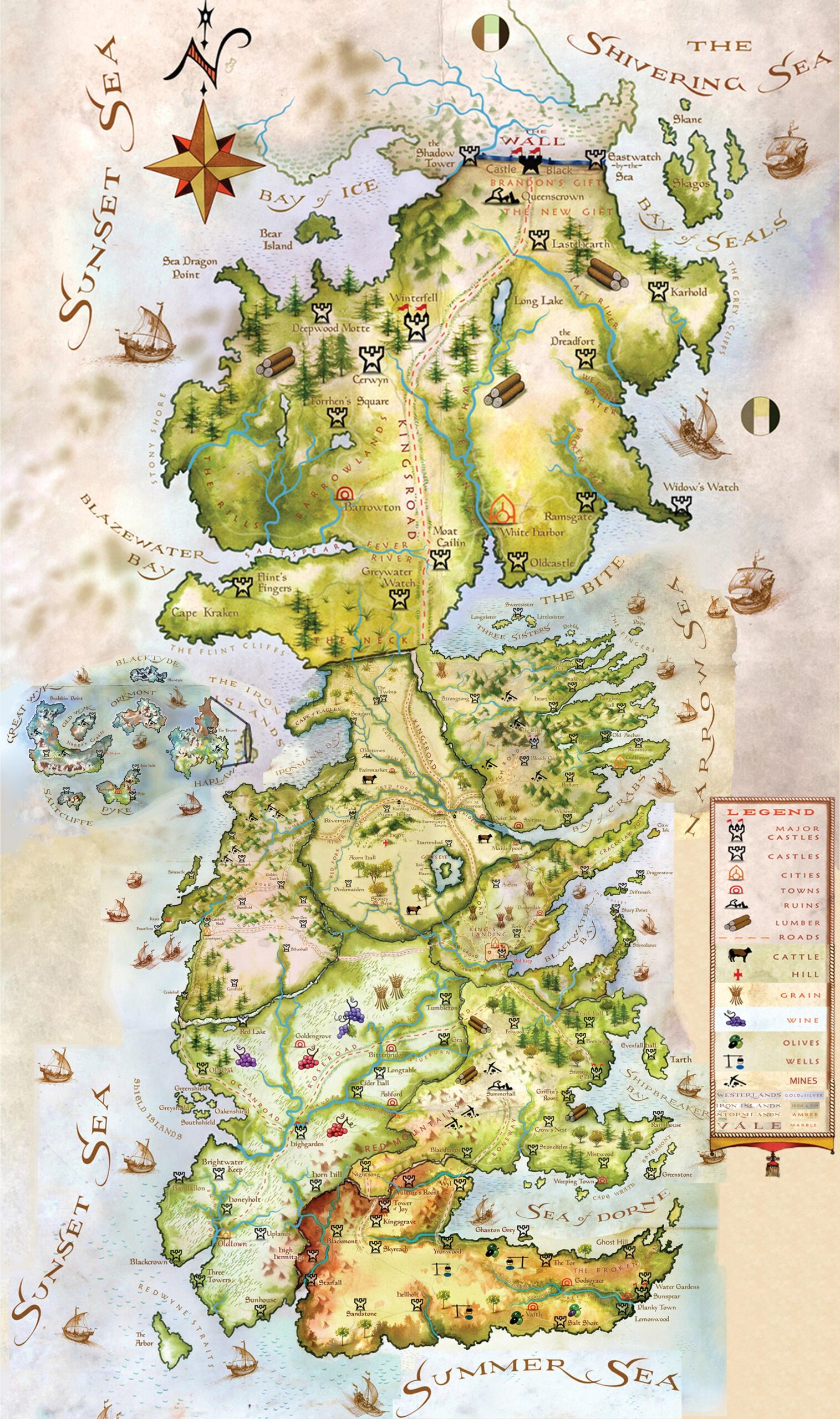 Spoilers Main I Edited An HD Fully Colored Westeros Map Using Official Maps From TWOIAF R asoiaf