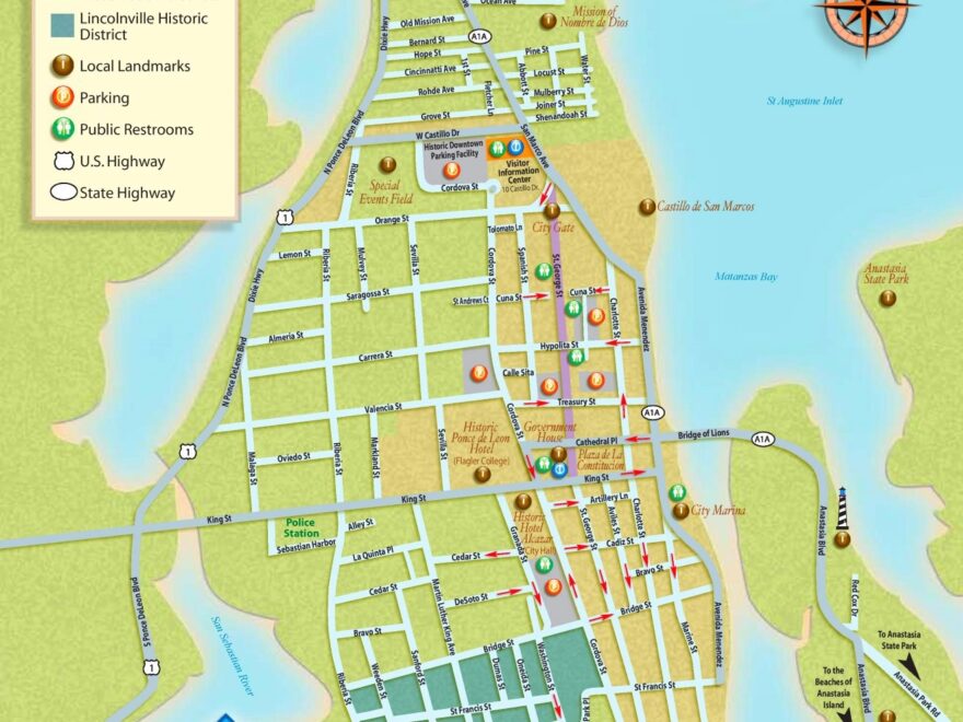 St Augustine Tourist Map Ontheworldmap