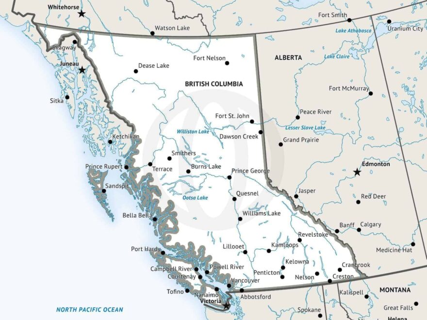 Stock Vector Map Of British Columbia One Stop Map