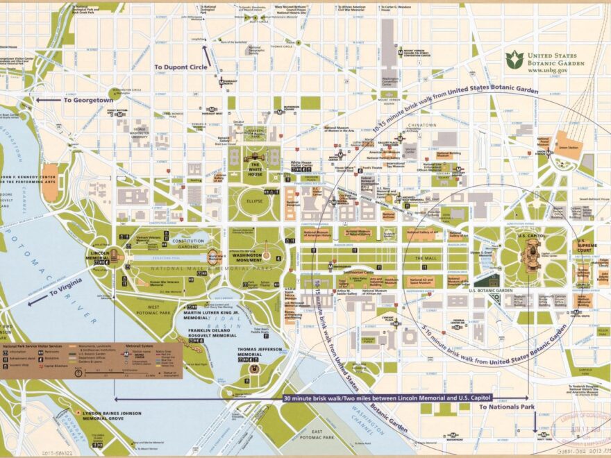 Street Map Of Central Washington D C Showing Parklands And All Government Buildings Library Of Congress
