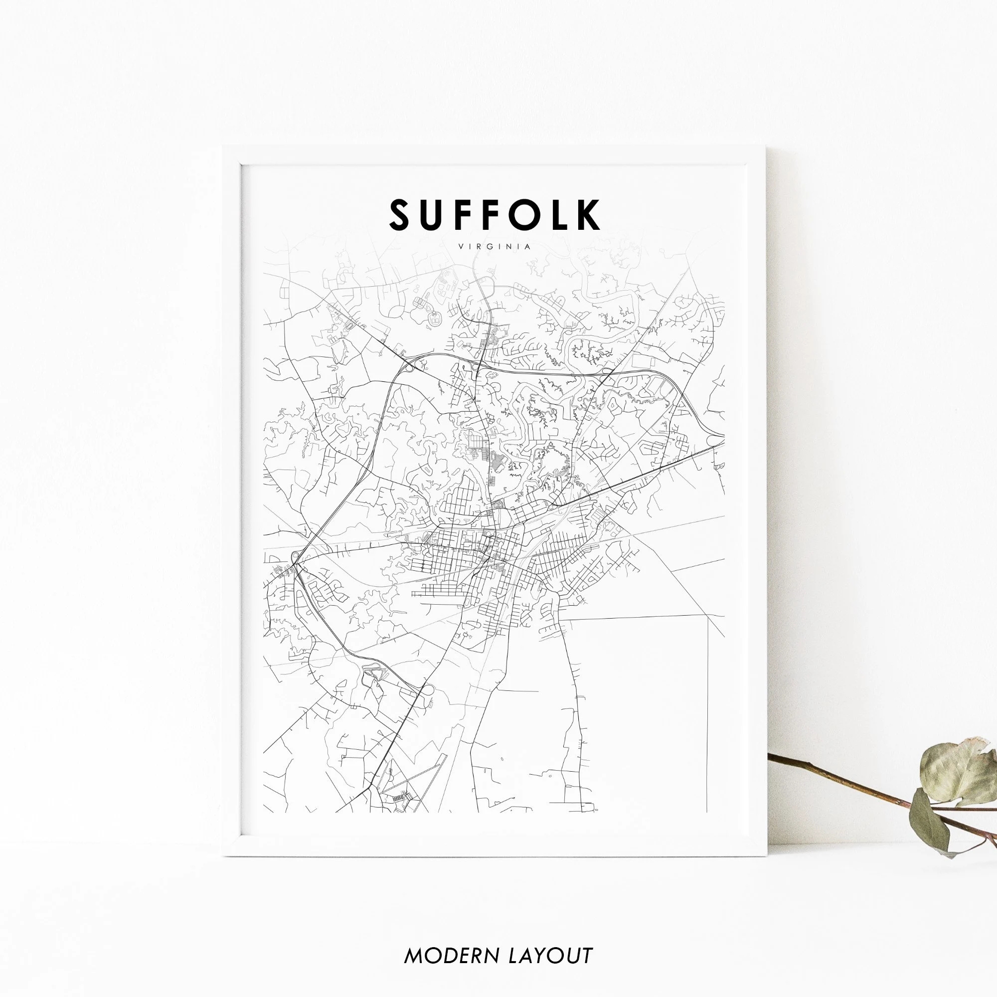 Suffolk VA Map Print Virginia USA Map Art Poster Hampton Roads City Street Map Print Nursery Room Wall Office Decor Printable Map Etsy