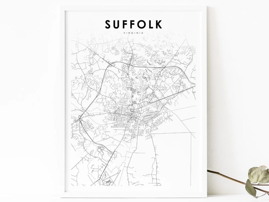 Suffolk VA Map Print Virginia USA Map Art Poster Hampton Roads City Street Map Print Nursery Room Wall Office Decor Printable Map Etsy