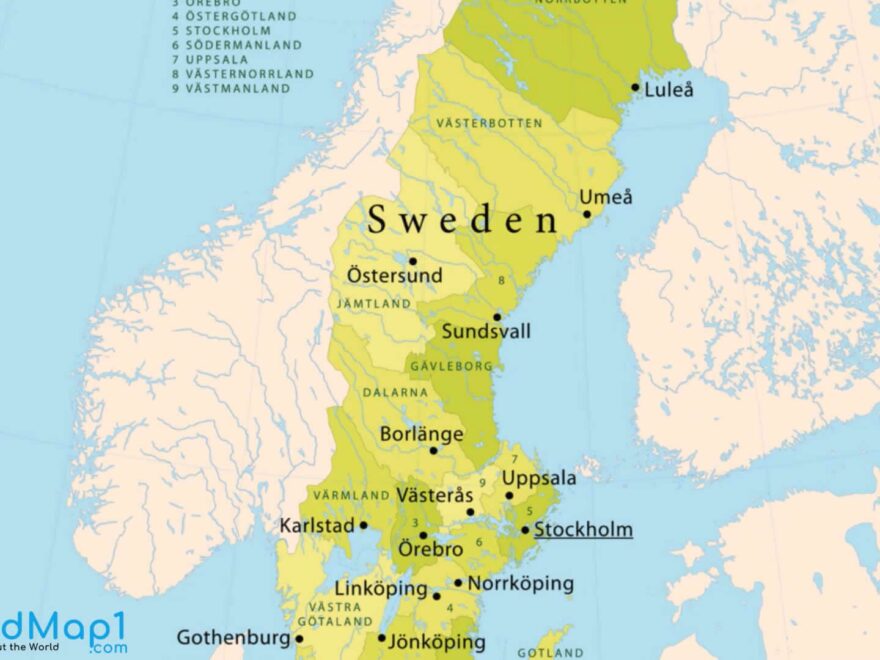 Sweden Free Printable Map