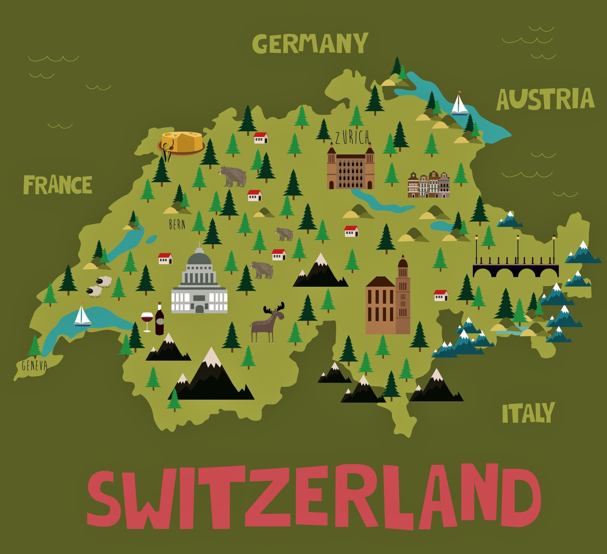 Printable Map Of Switzerland Must-See Places Printable Map Of Switzerland Must-See Places