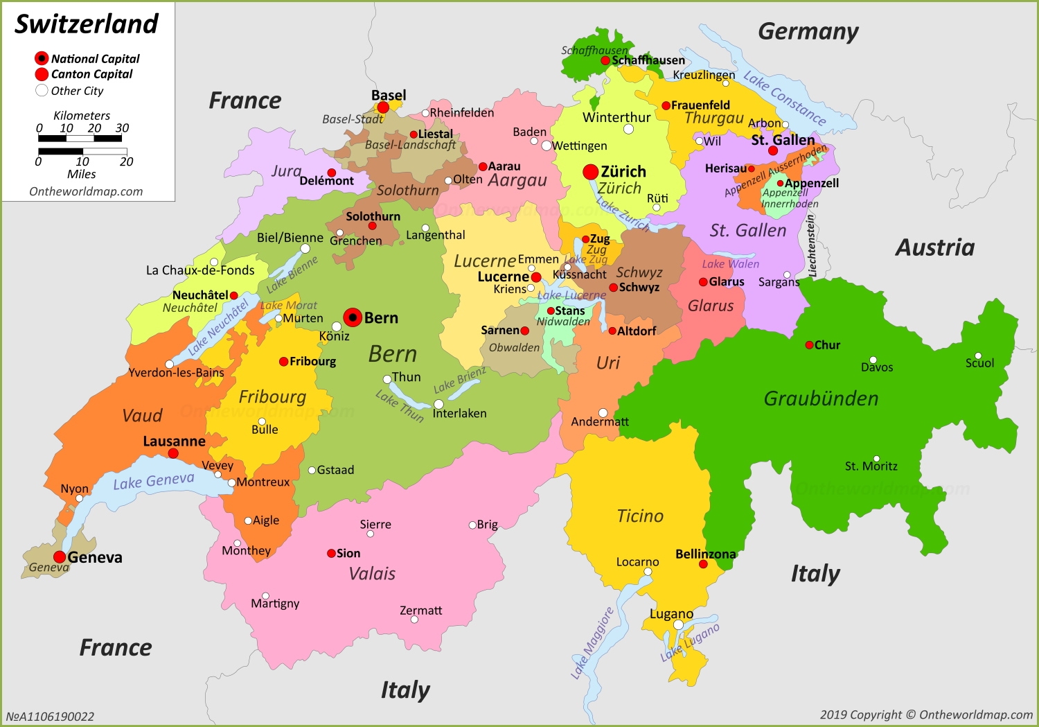 Detailed Map Of Switzerland Printable