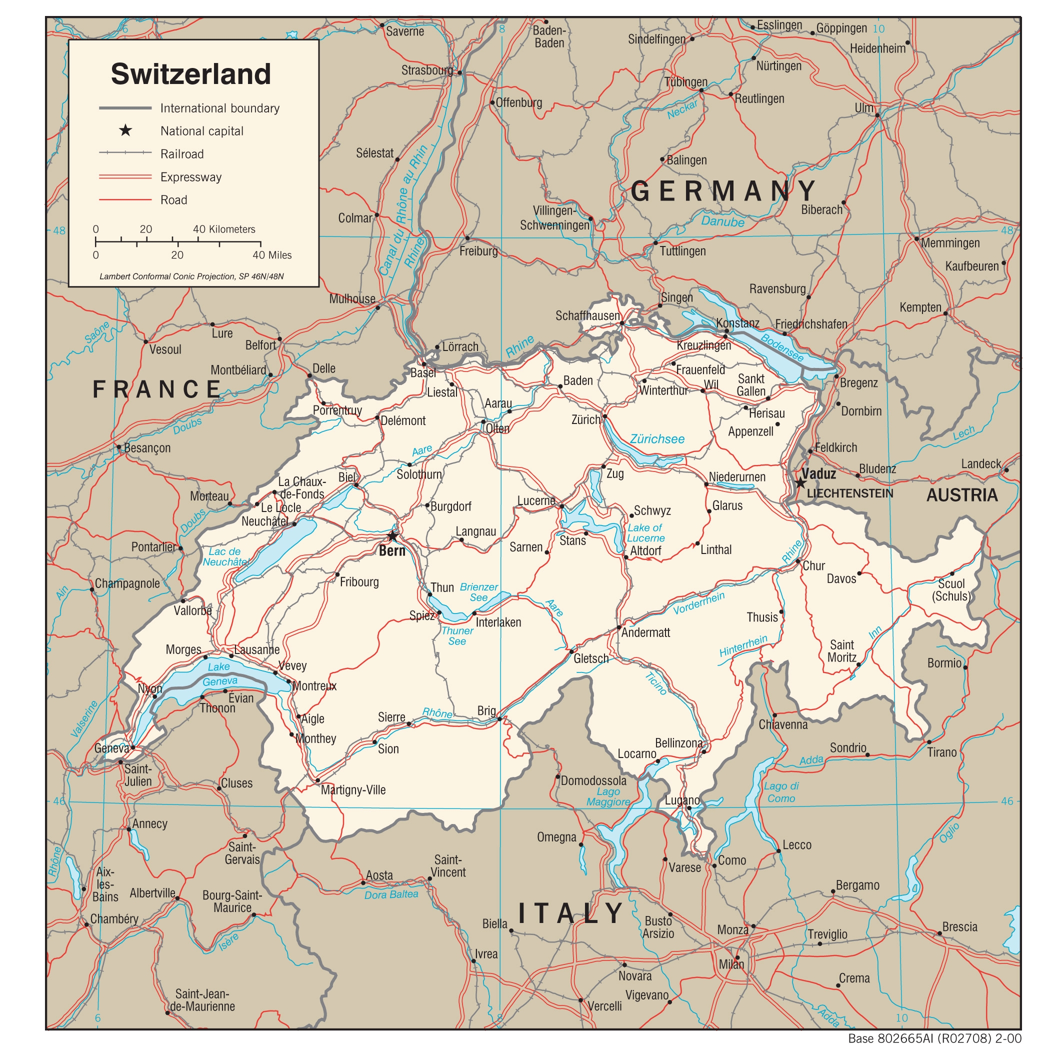 Printable Tourist Map Of Switzerland