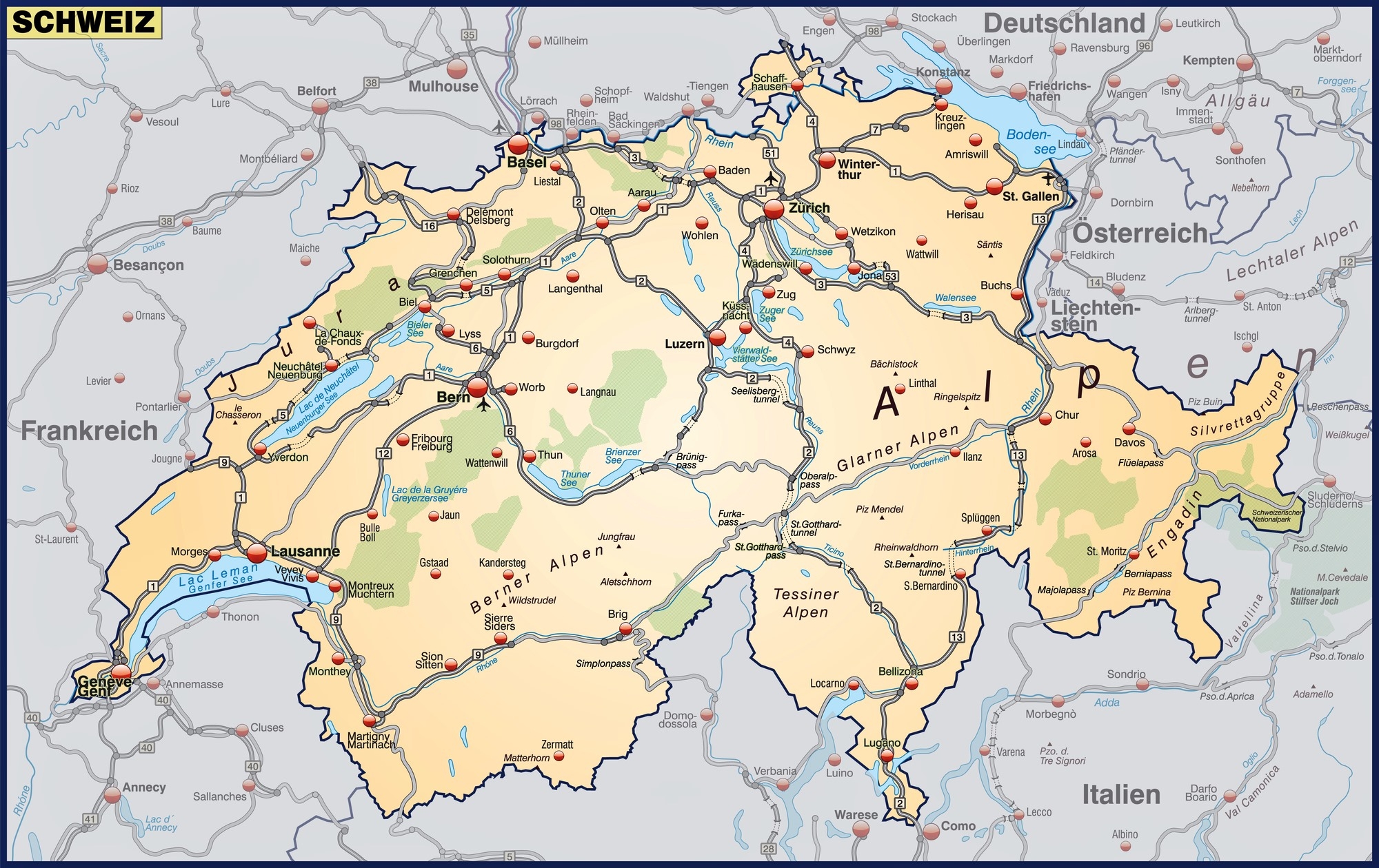 Switzerland Maps Printable Maps Of Switzerland For Download