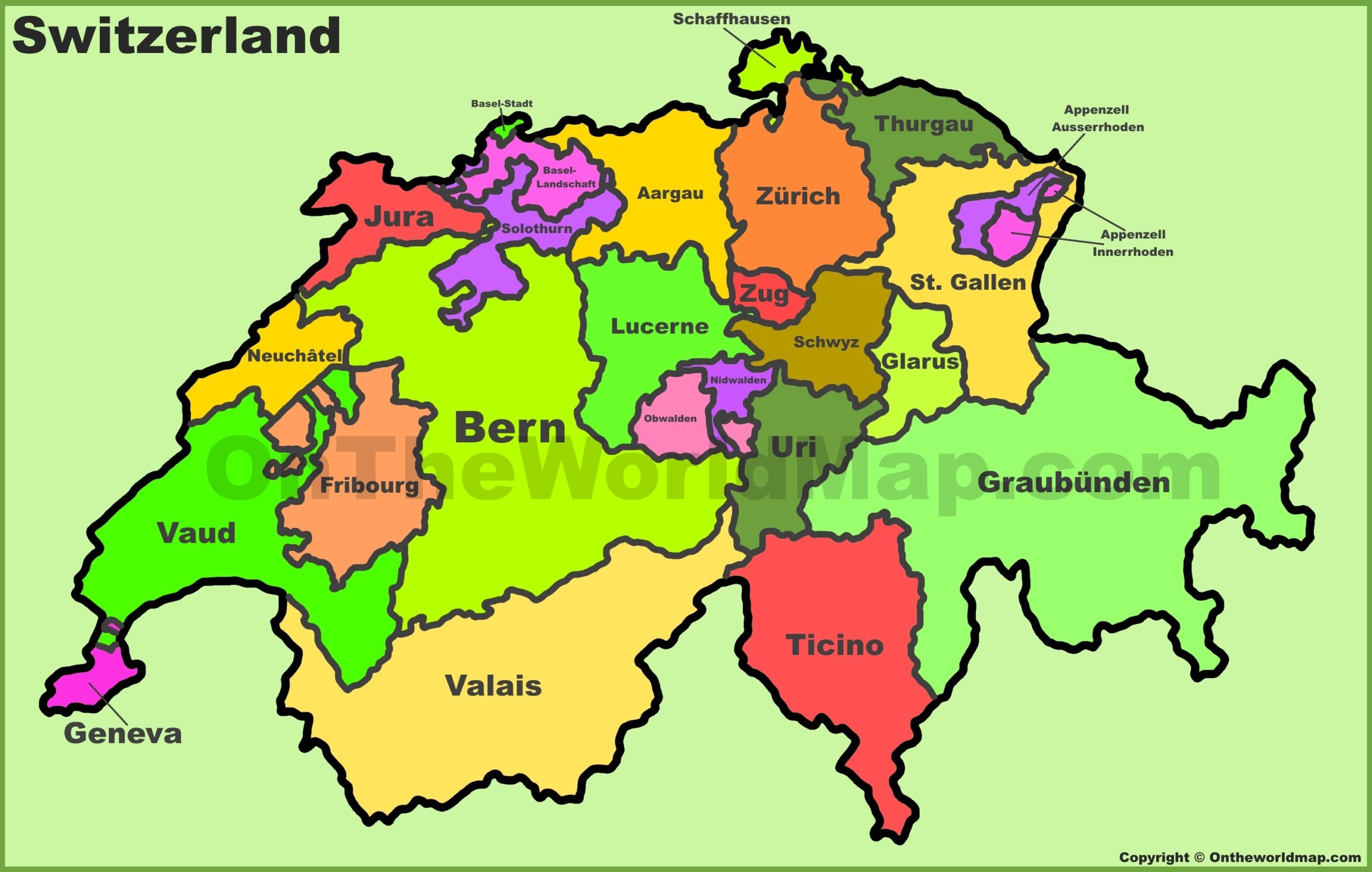 Switzerland Map World Printable