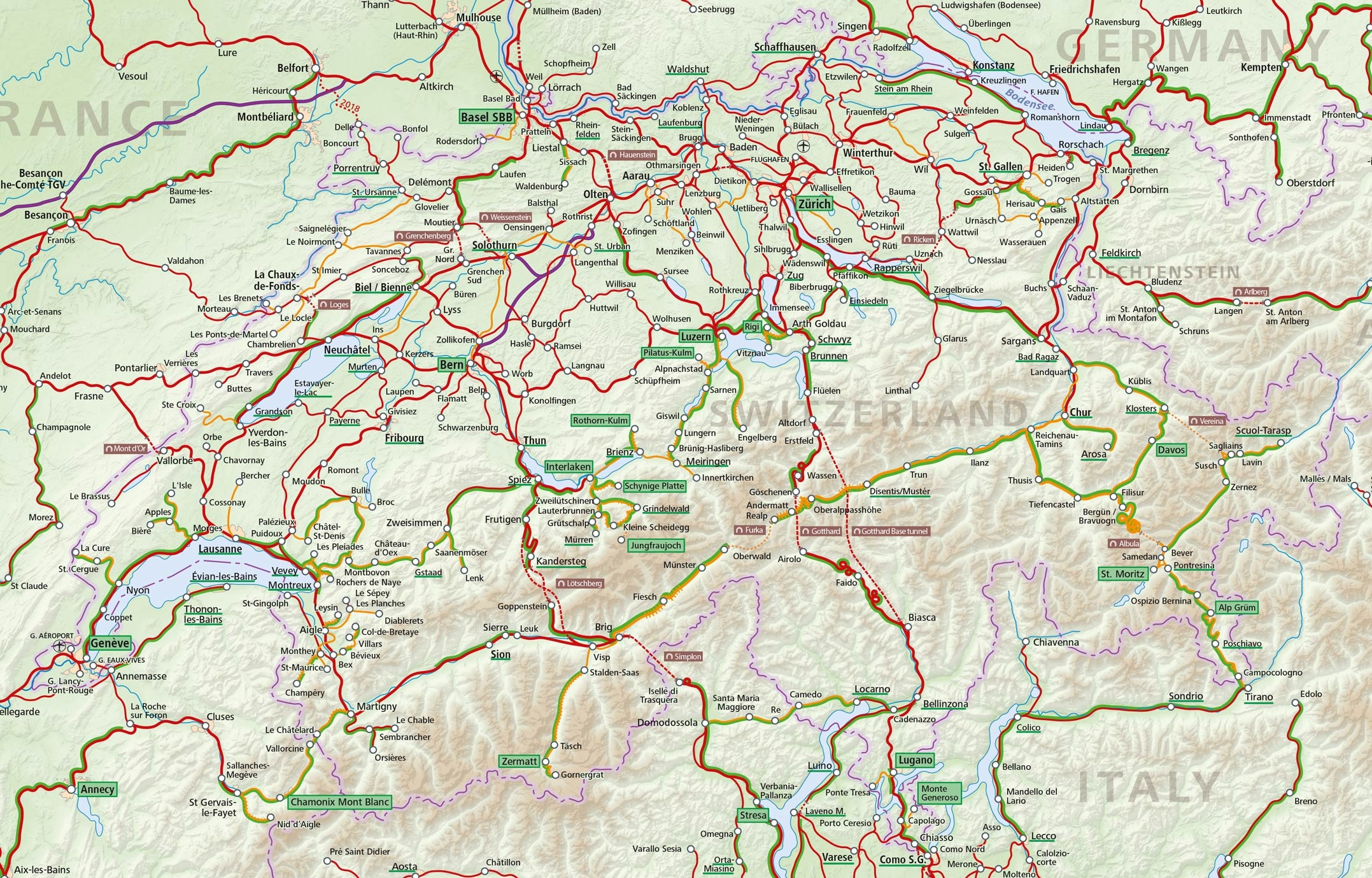 Switzerland Train Map ACP Rail
