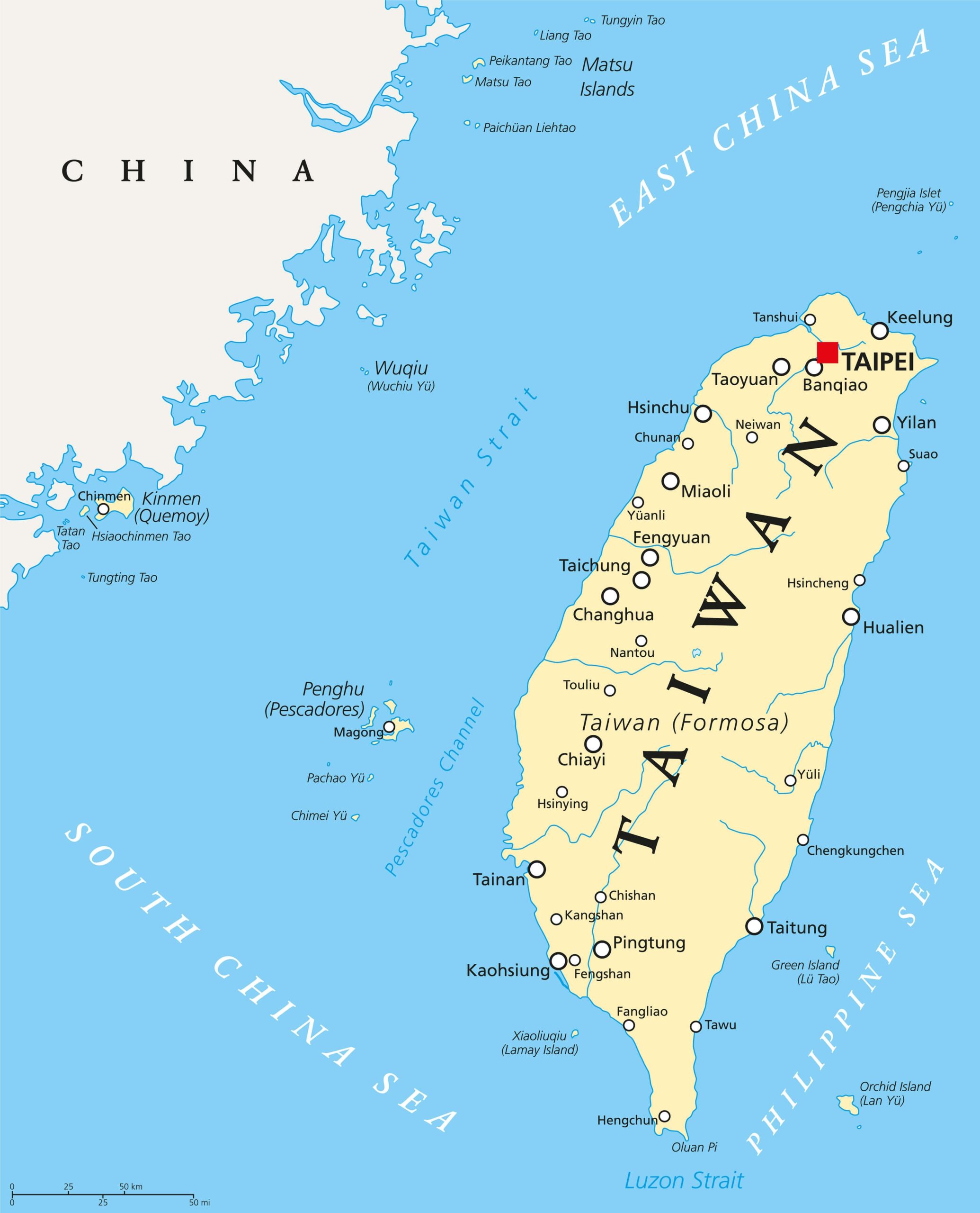 Taiwan Map Guide Of The World