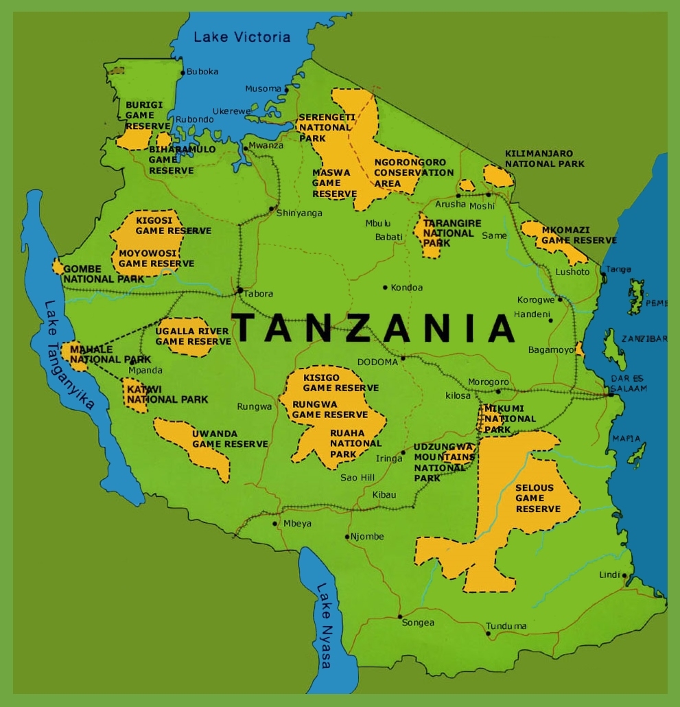 Free Printable Map Of Tanzania