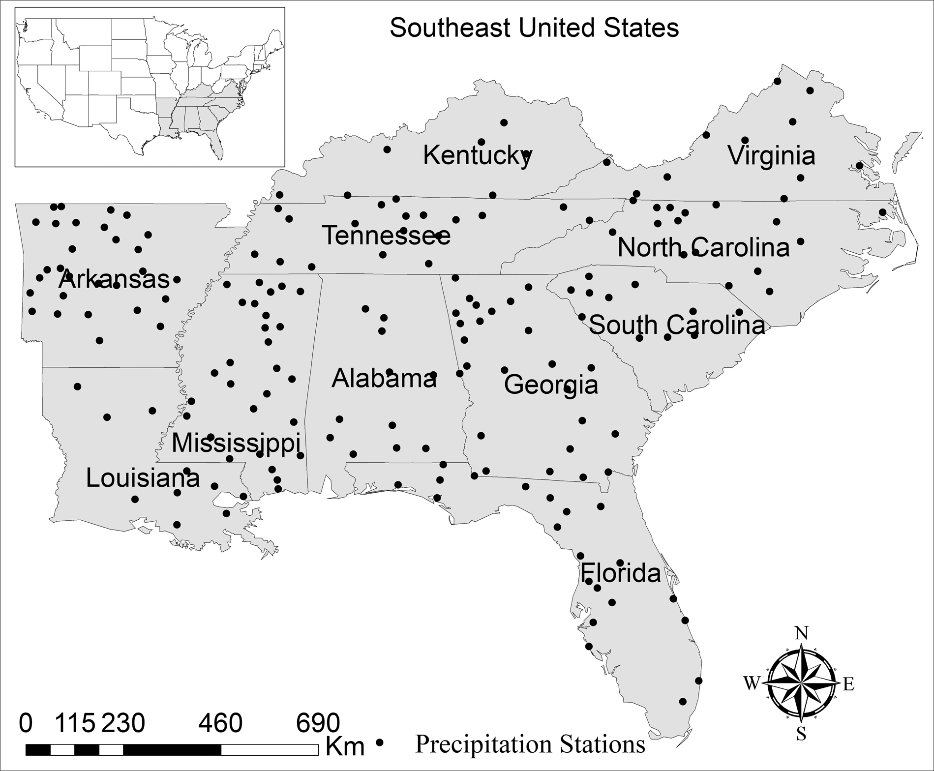 Southeastern States Map Printable
