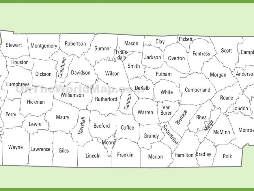 Tennessee County Map Ontheworldmap