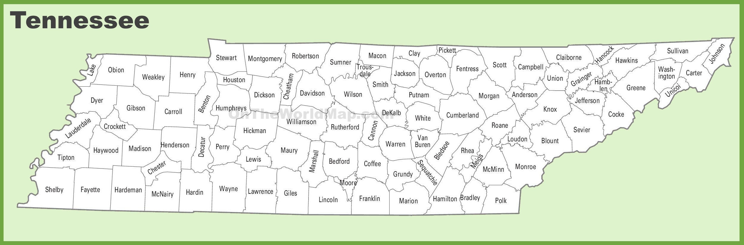 Tennessee County Map Ontheworldmap