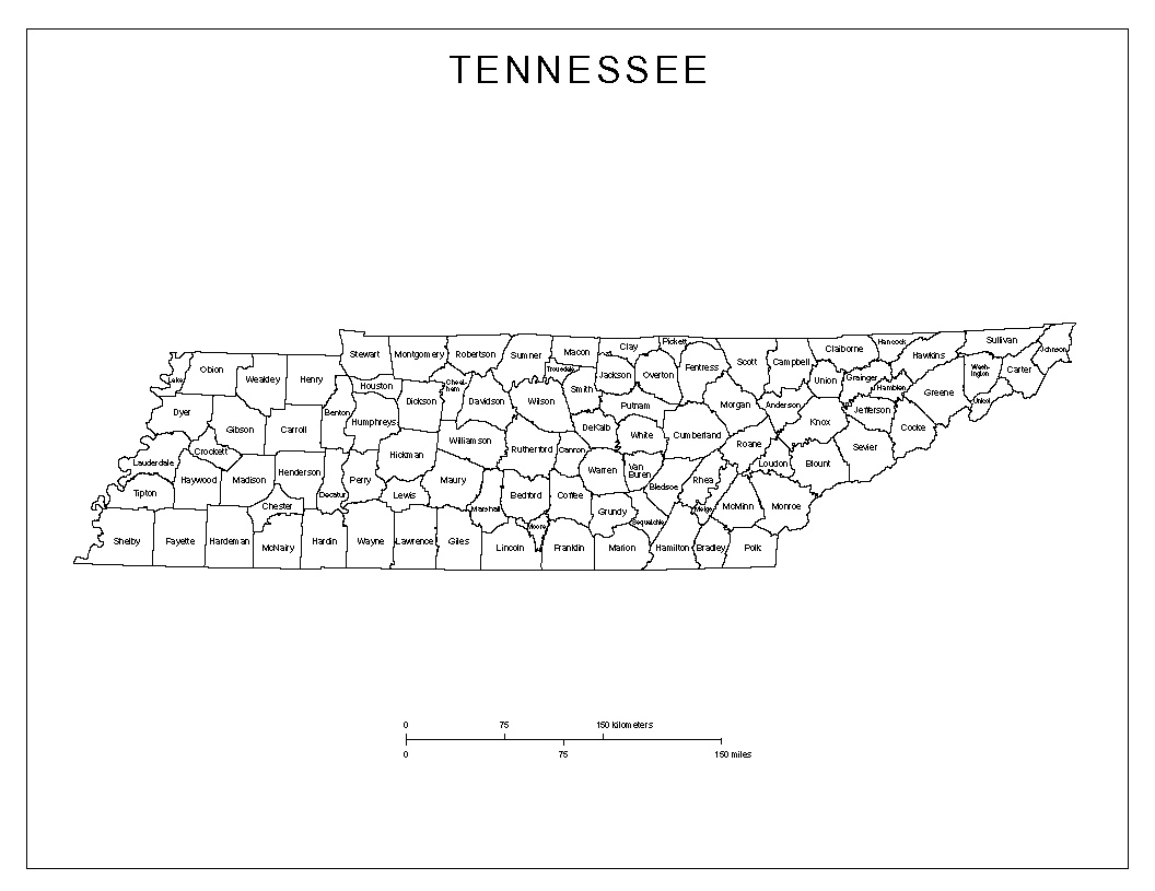 Free Printable Tennessee County Map