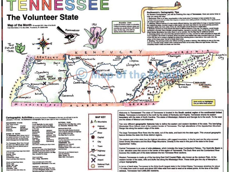 Tennessee Map Blank Outline Map 16 By 20 Inches Activities Included