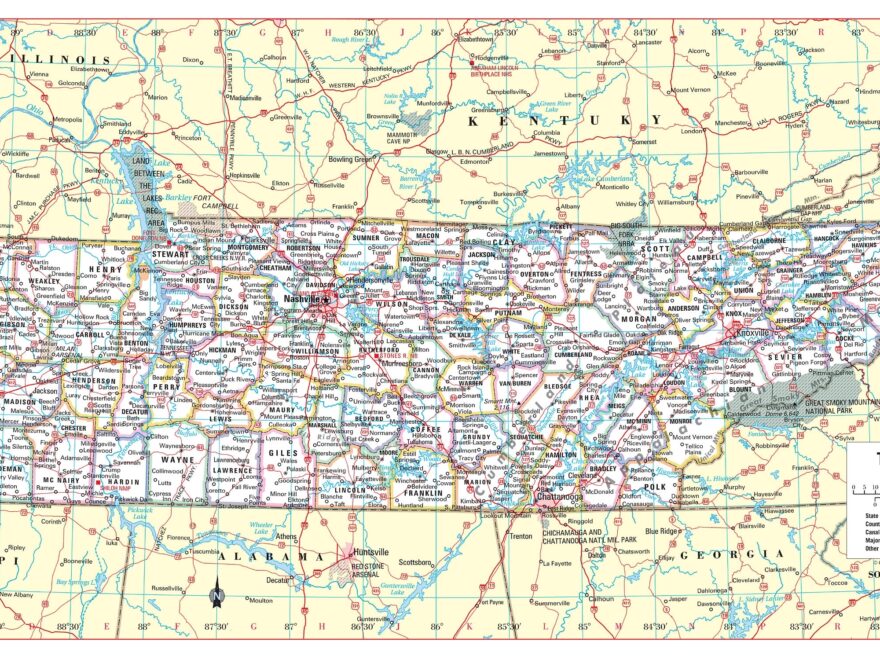 Tennessee State Map Large Print Political Wall Poster 36 wx18 h Etsy