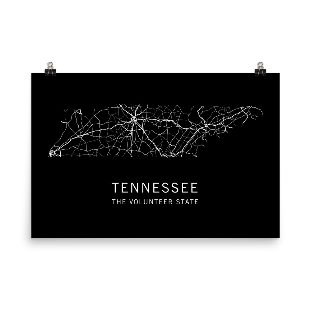 Tennessee State Road Map Art Print From Clark Street Press