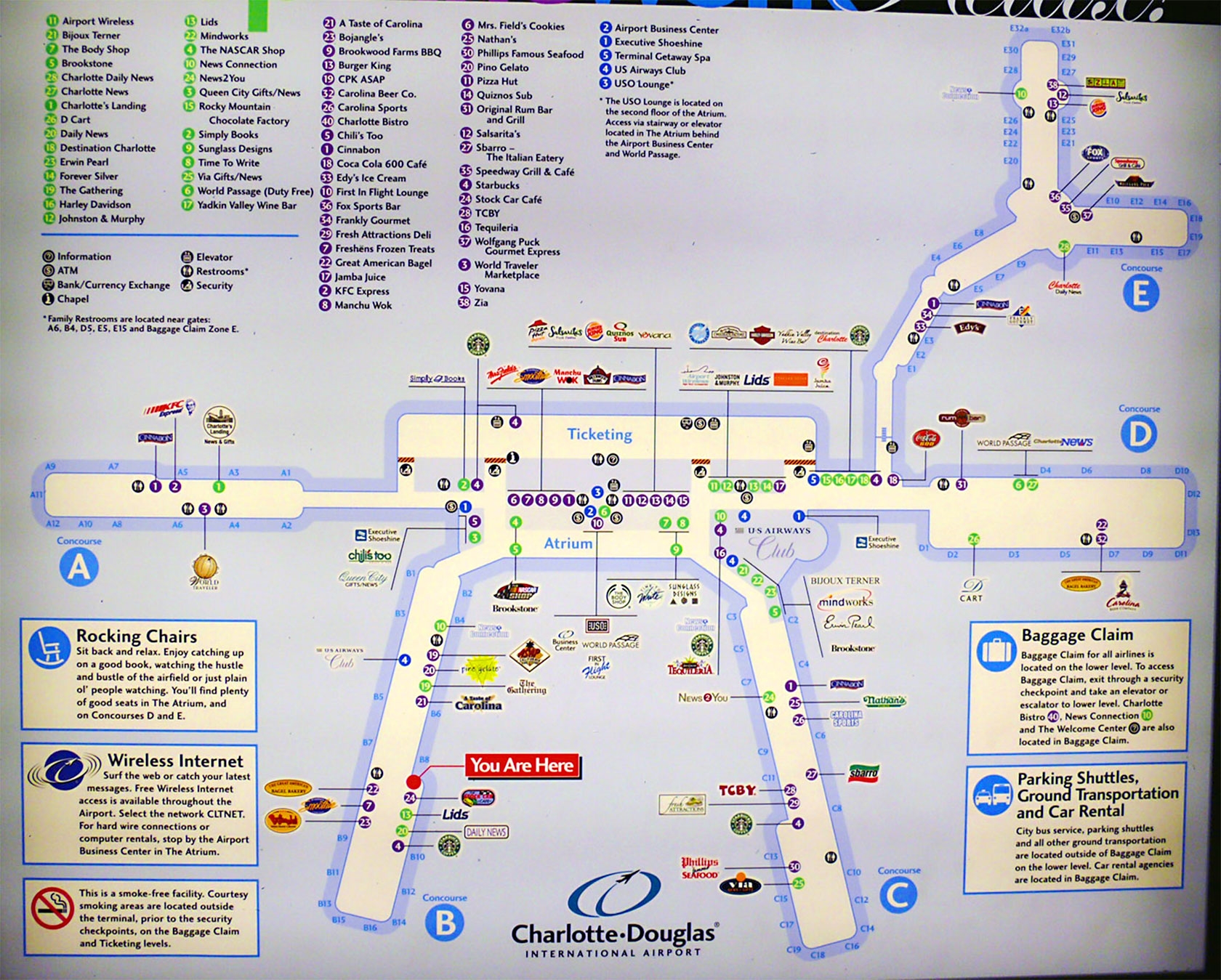Terminals Map Charlotte Douglas Airport CLT North Carolina Terminals Map Charlotte Douglas Airport CLT North Carolina