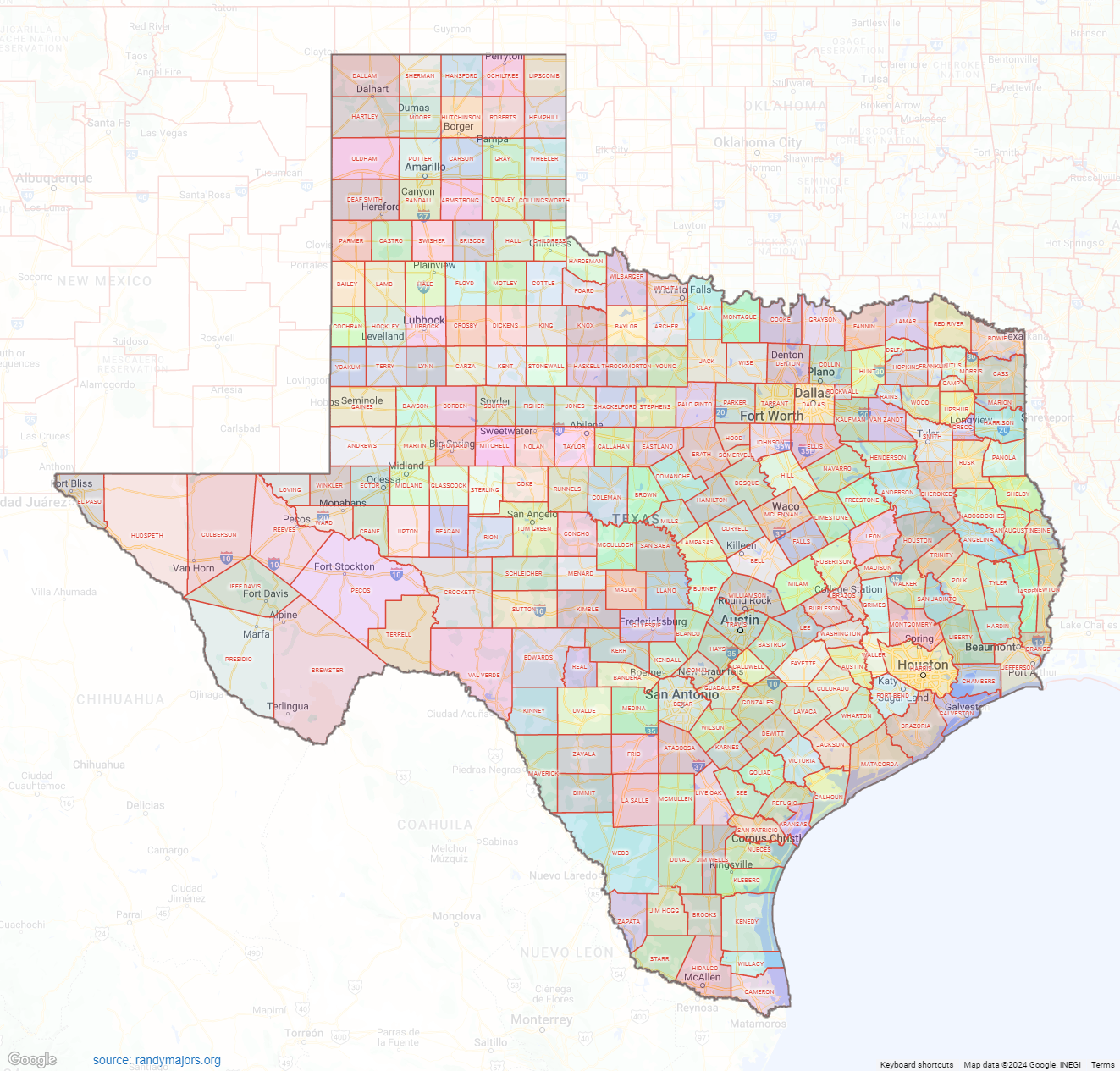 Printable County Map Of Texas