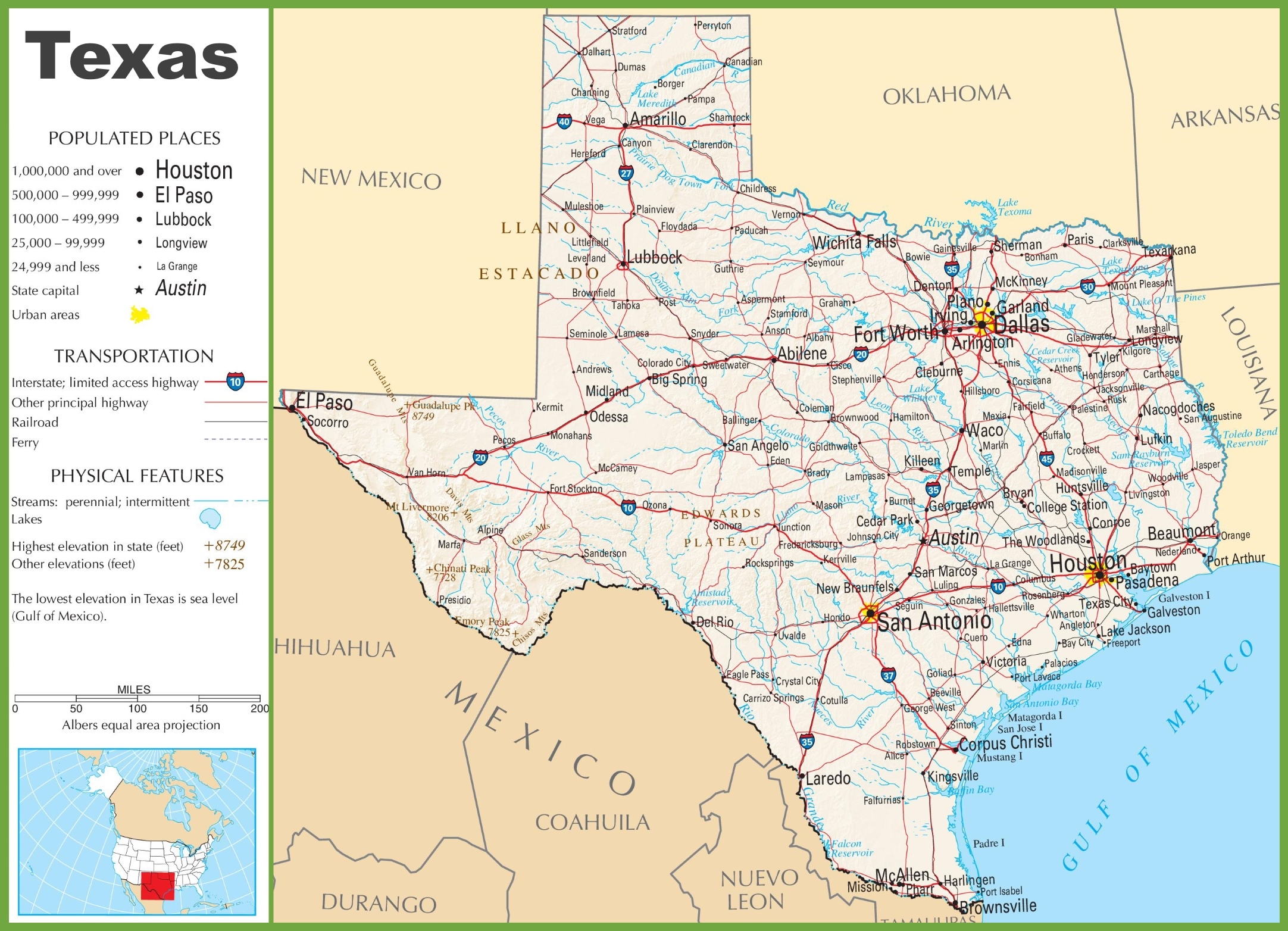 Texas Highway Map Ontheworldmap