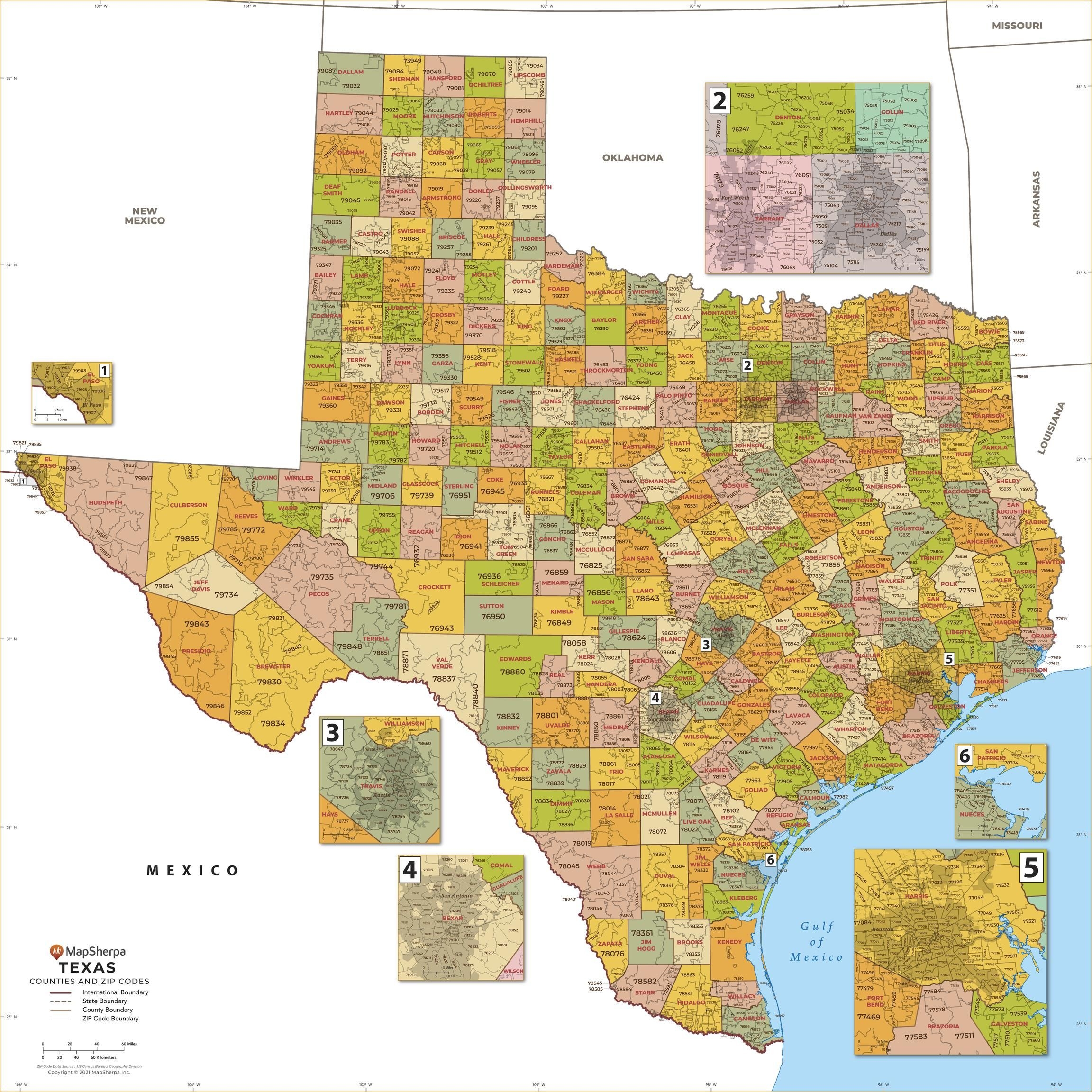 Texas ZIP Code Map With Counties Large Map Stanfords Texas ZIP Code Map With Counties Large Map Stanfords