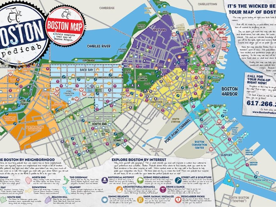 The Absolute BEST Tour Map Of Boston Period Boston Pedicab 617 266 2005