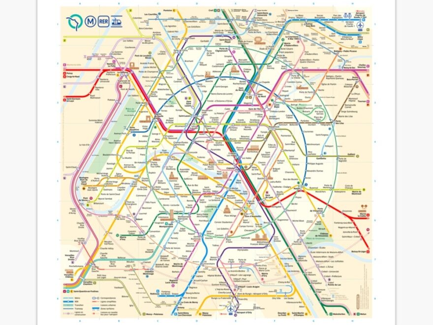 The New Paris Metro Map Poster For Sale By TeeterTotterTam Redbubble