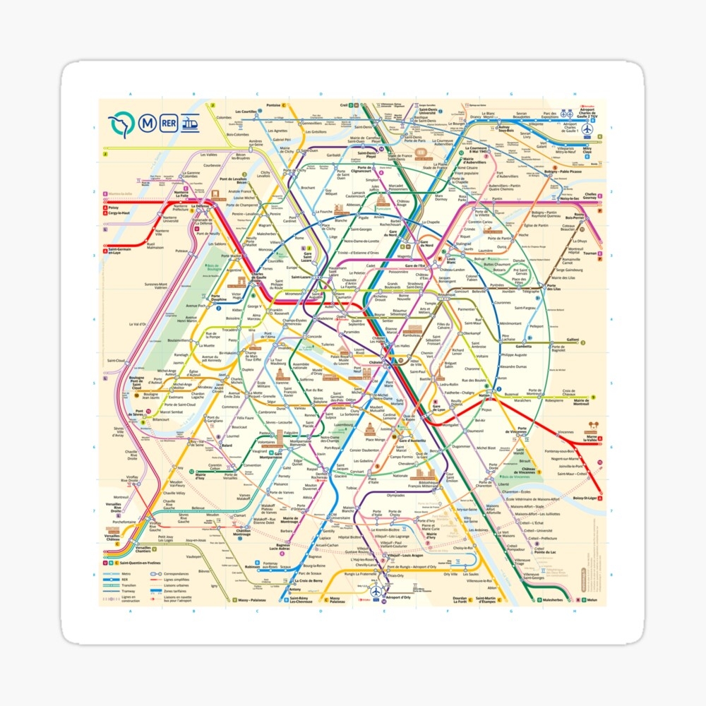 The New Paris Metro Map Poster For Sale By TeeterTotterTam Redbubble