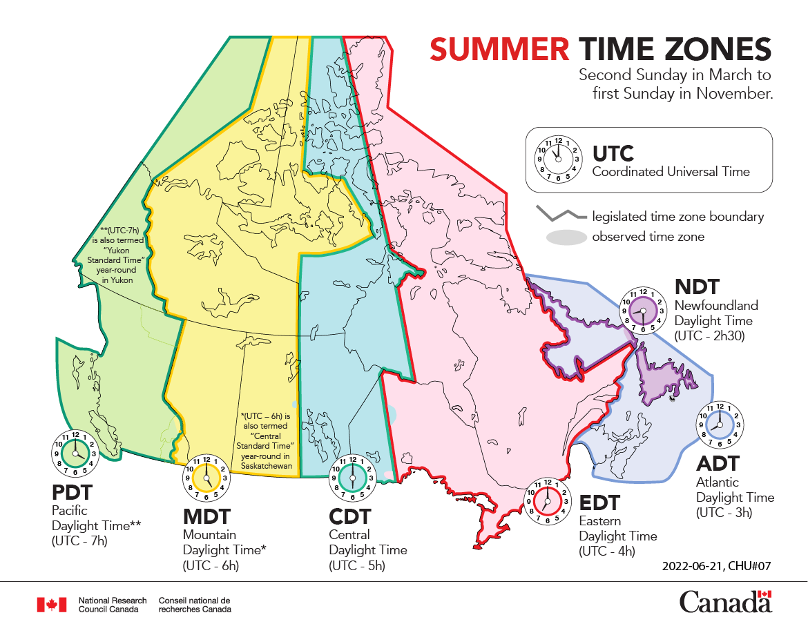 Time Zones And Daylight Saving Time National Research Council Canada