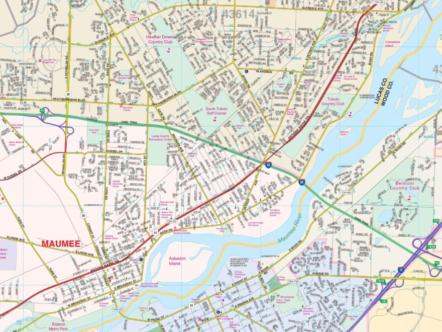 Toledo OH Wall Map By Kappa The Map Shop