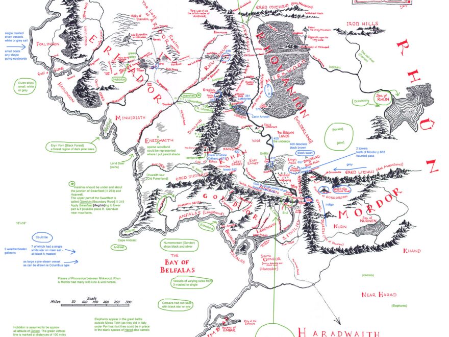 Tolkien s Annotated Map Of Middle earth Transcribed The Tolkien Society