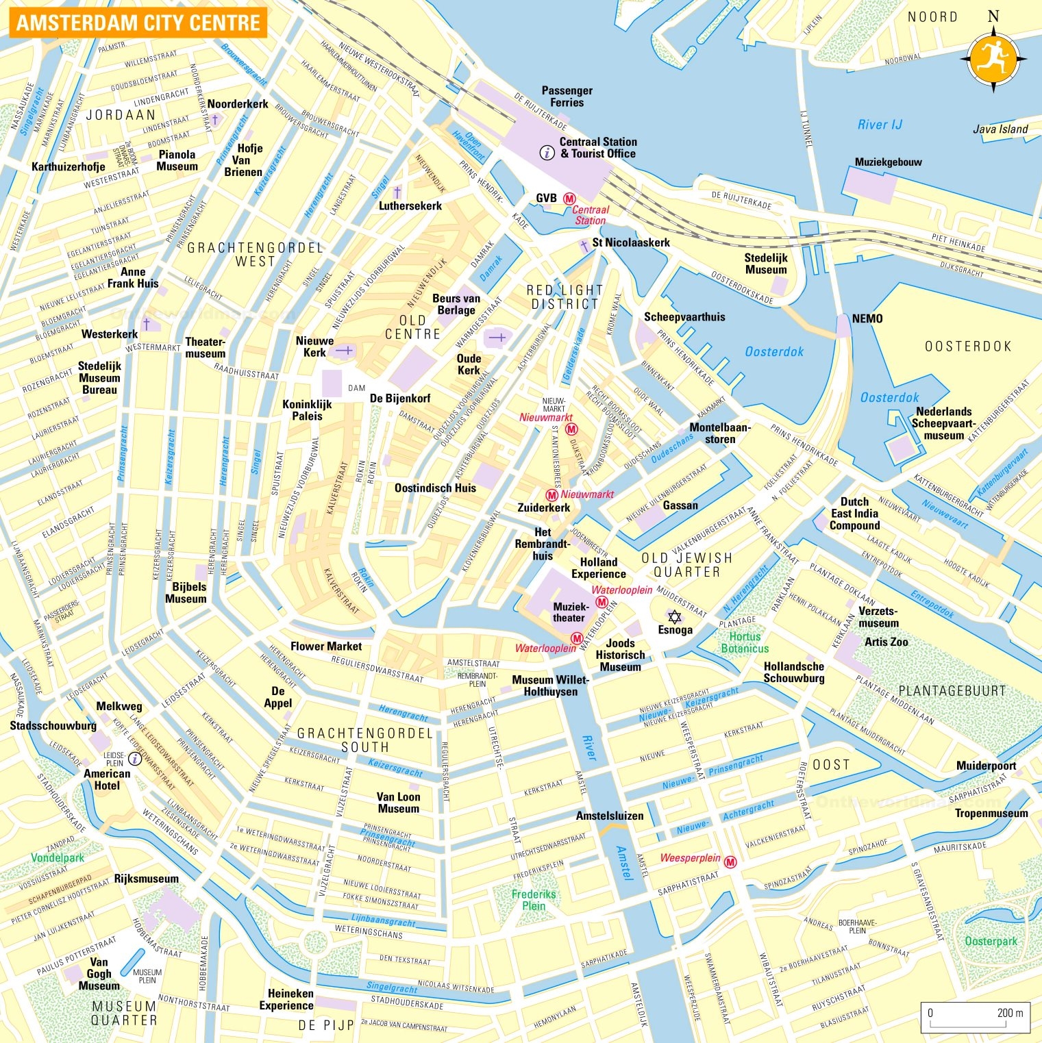 Free Printable Tourist Map Of Amsterdam