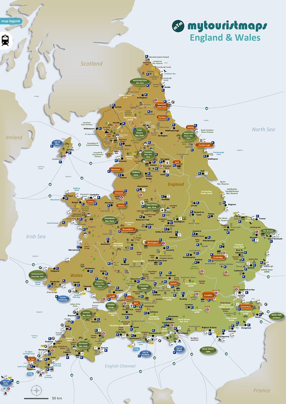 Tourist Map Of ENGLAND WALES Mytouristmaps