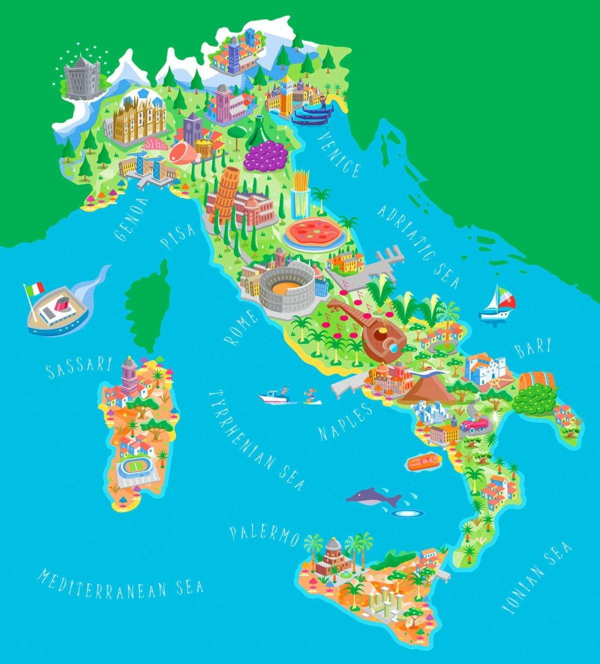 Tourist Map Of Italy Tourist Attractions And Monuments Of Italy