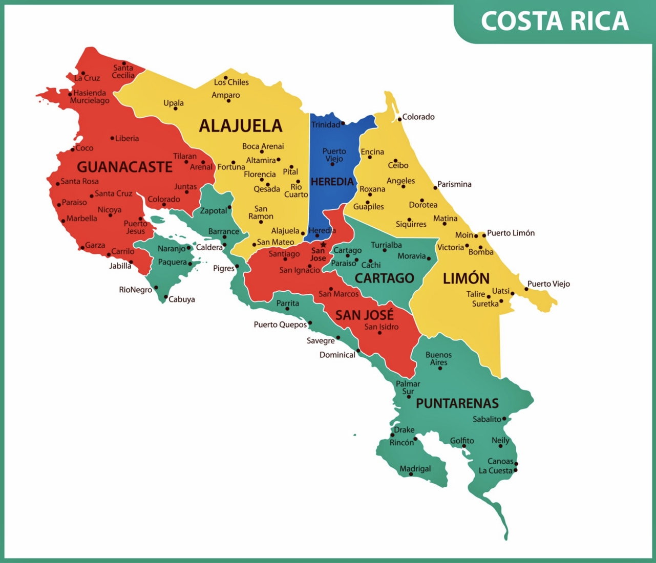 Tourist Maps Of Costa Rica Beaches Cities More