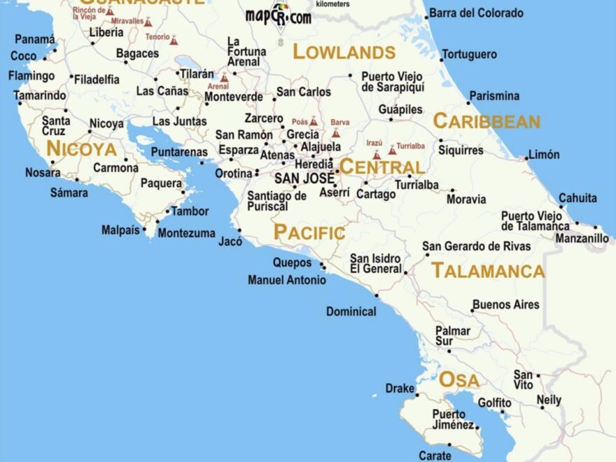 Tourist Maps Of Costa Rica Beaches Cities More
