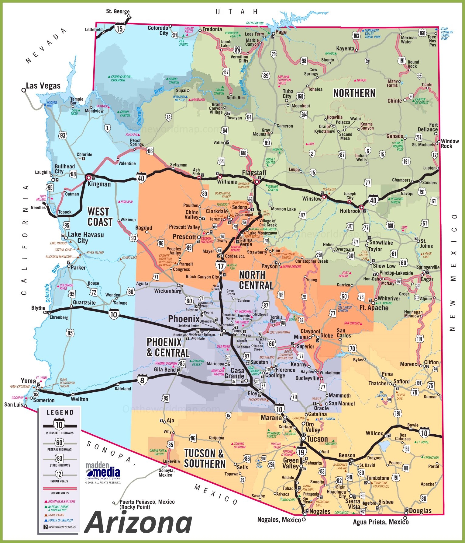 Arizona State Map Printable Large