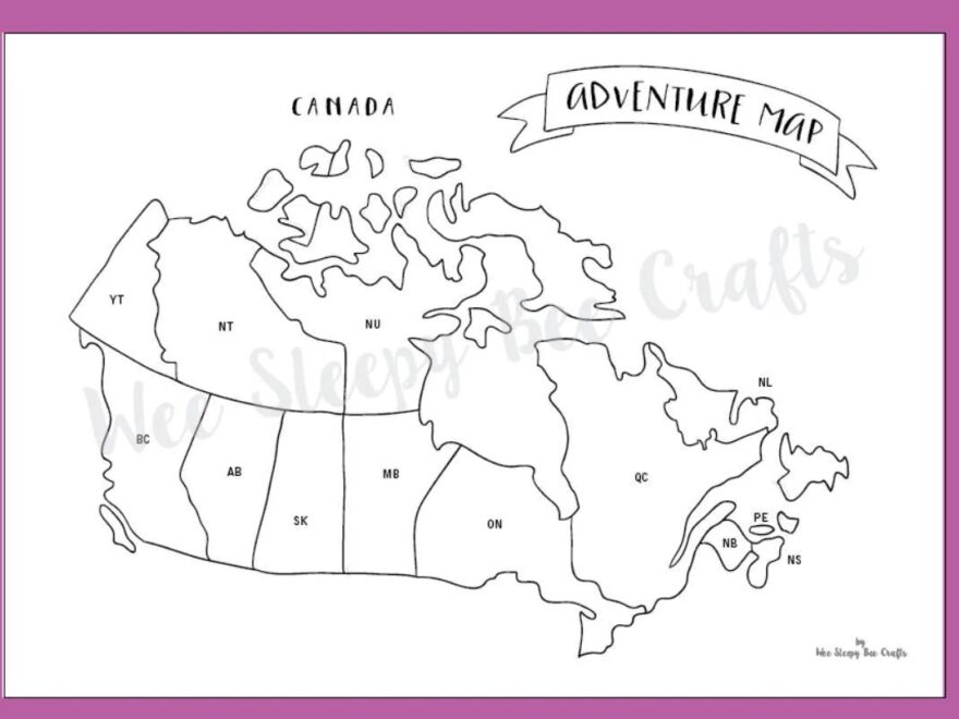 Travel Map Of Canada Colouring Page Digital Download PDF Adventure Scratch Map Colouring Page Achievement Map Gift For Travel Lovers Etsy