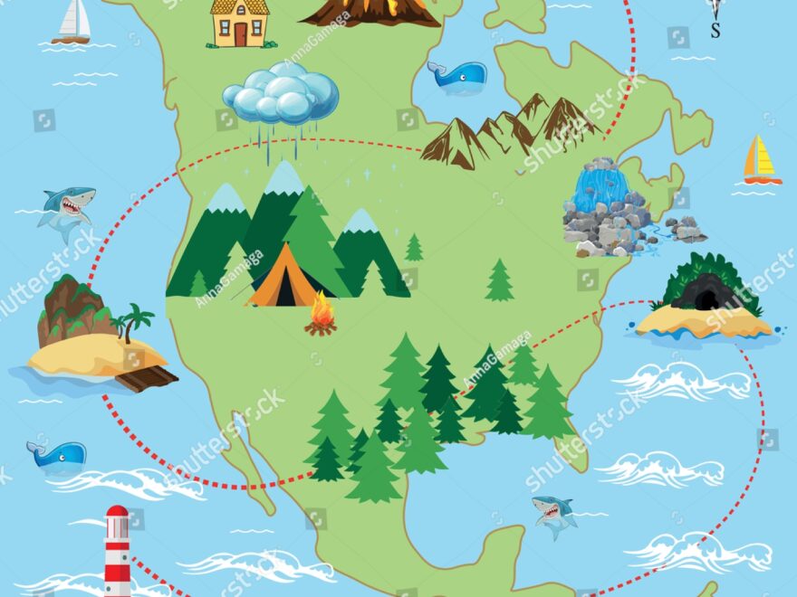 Treasure Hunt Map Kids Flat Vector Stock Vector Royalty Free 1940770021 Shutterstock